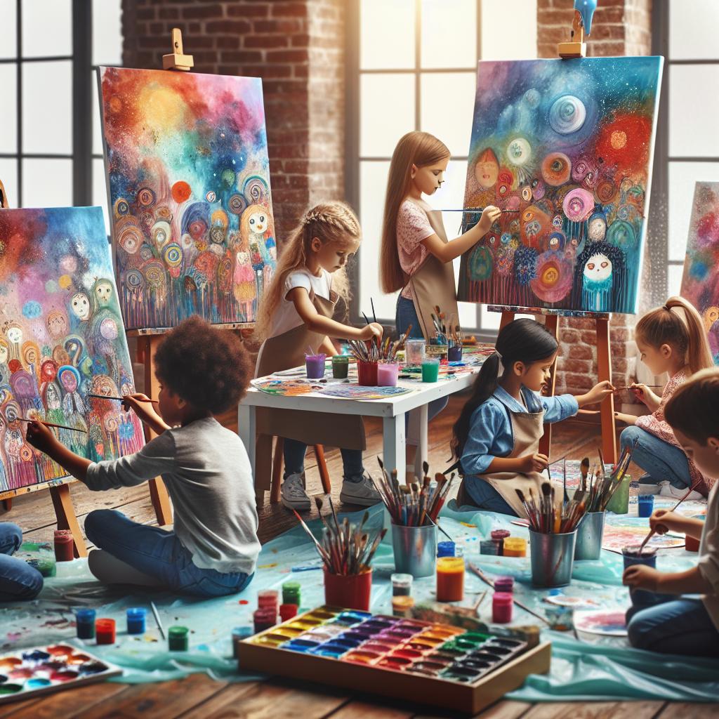 Children painting Seuss-inspired art