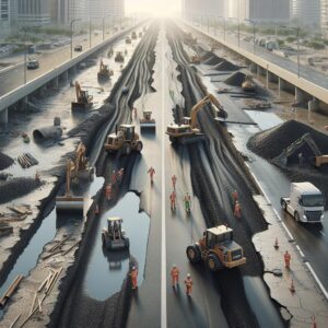 Flood-damaged road repair progress