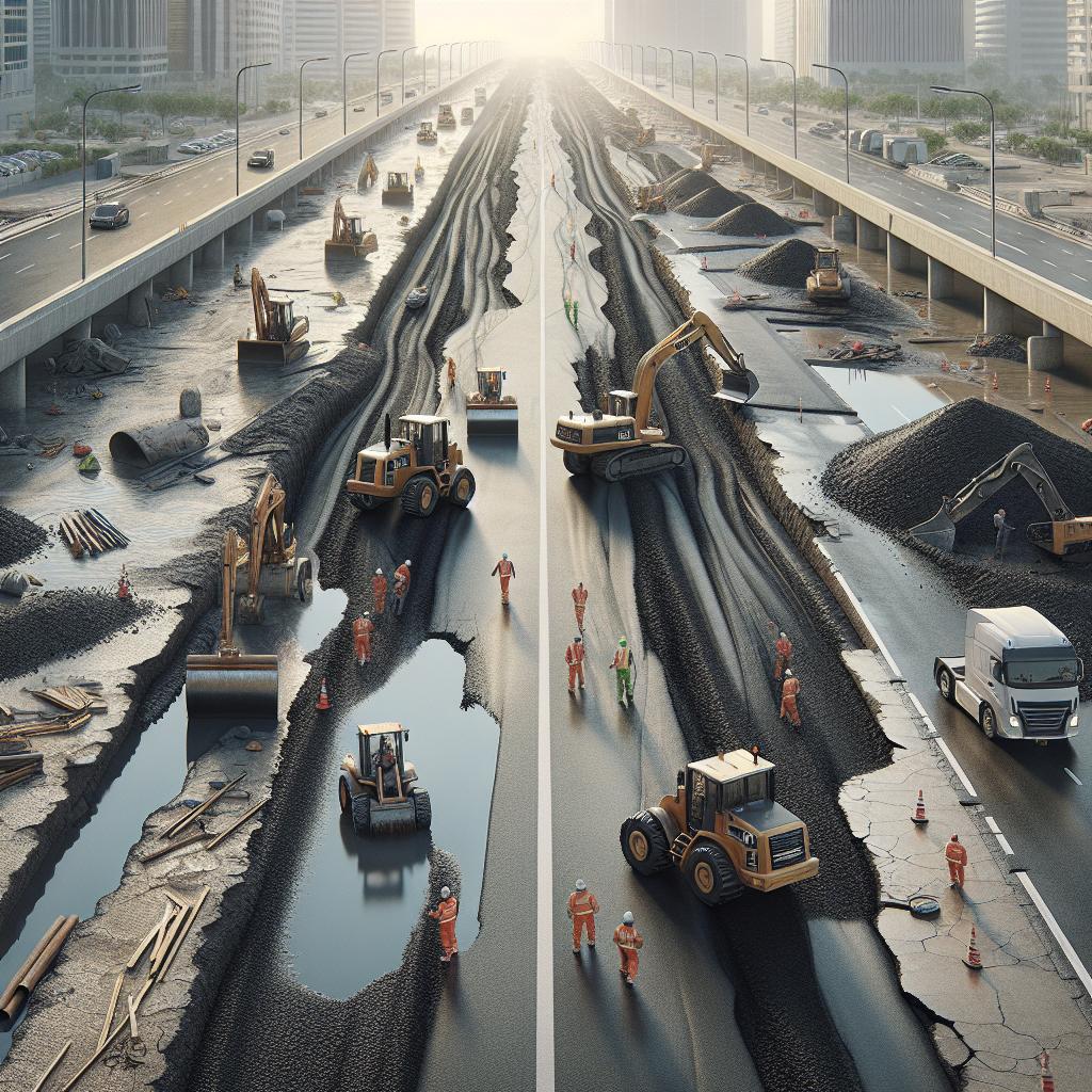 Flood-damaged road repair progress