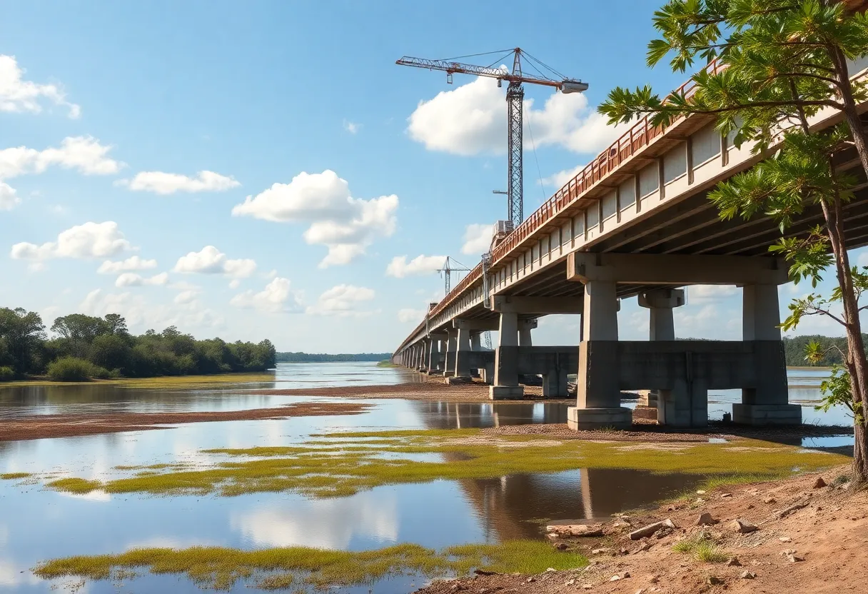 Construction site for the new Alligator River Bridge in North Carolina.