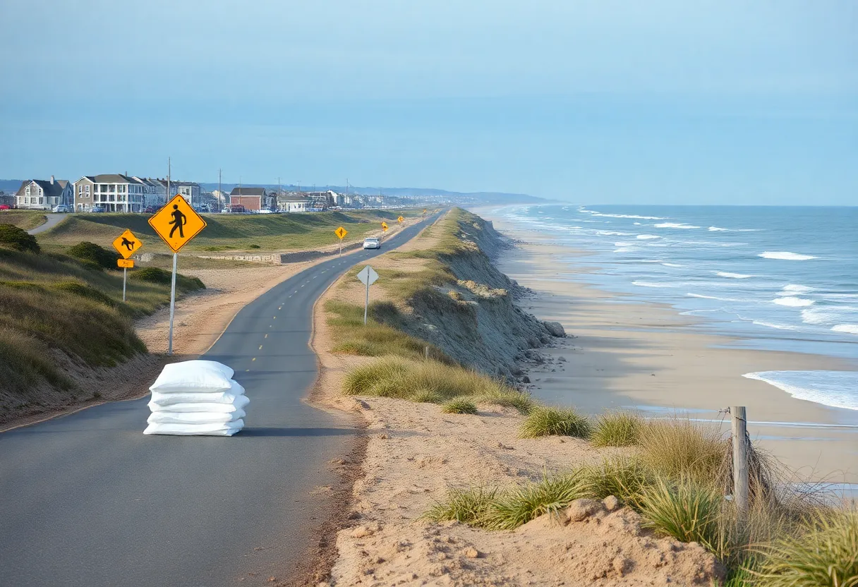 Workers repairing coastal erosion along N.C. Highway 12 in Rodanthe.