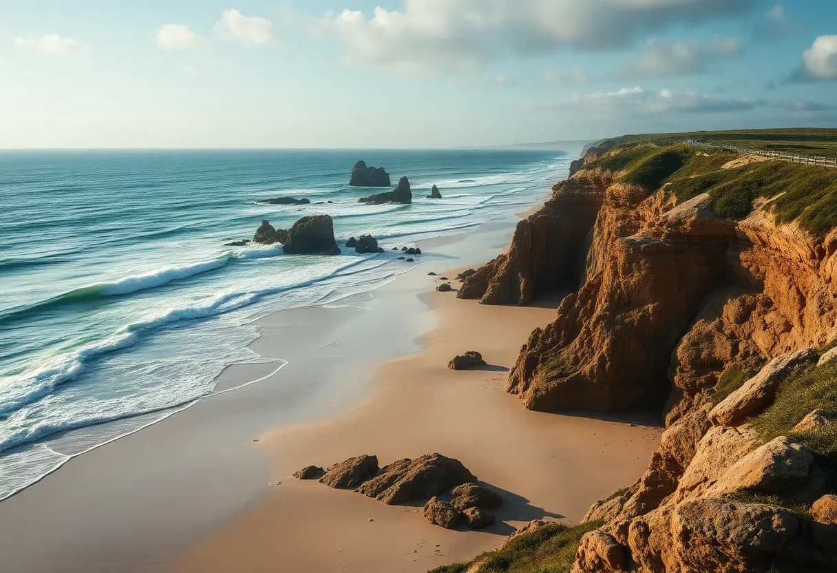 Untouched beach landscape highlighting the beauty of natural coastal areas.