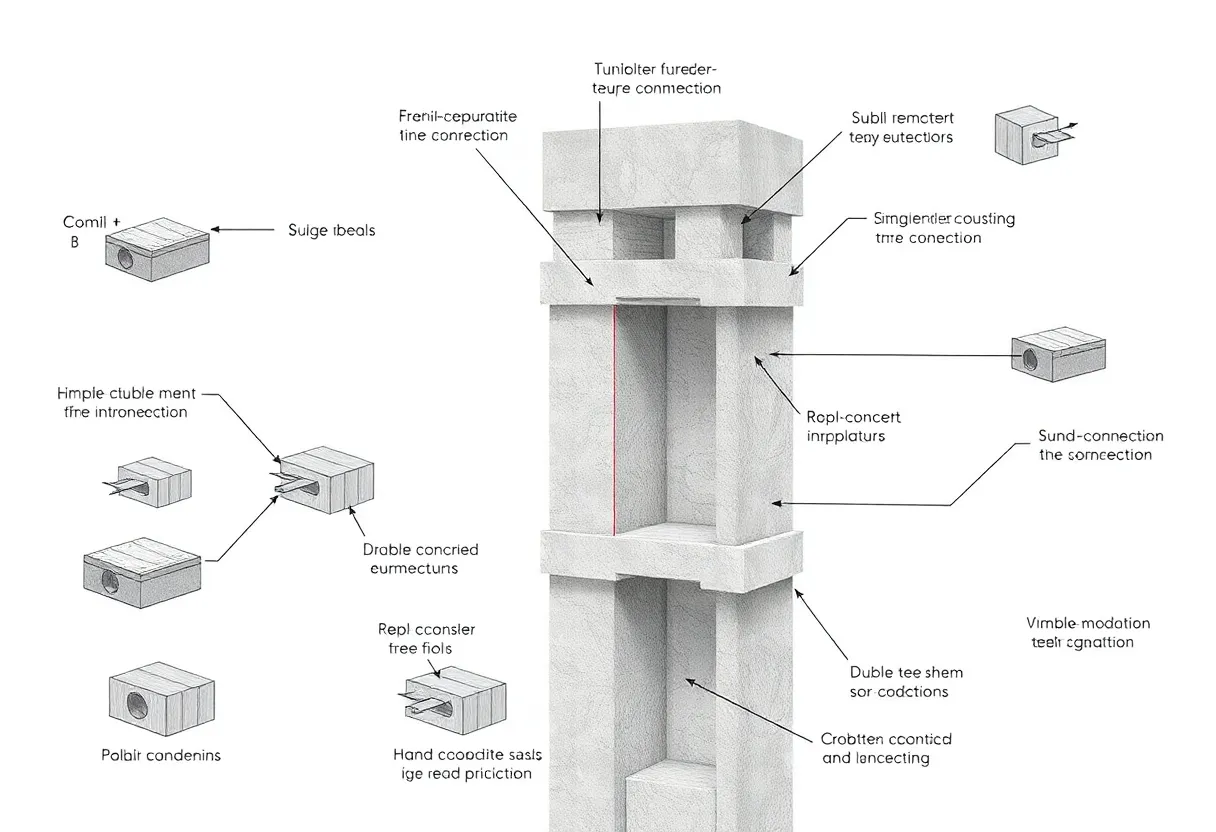 Illustration of double-tee shear connections in precast concrete construction