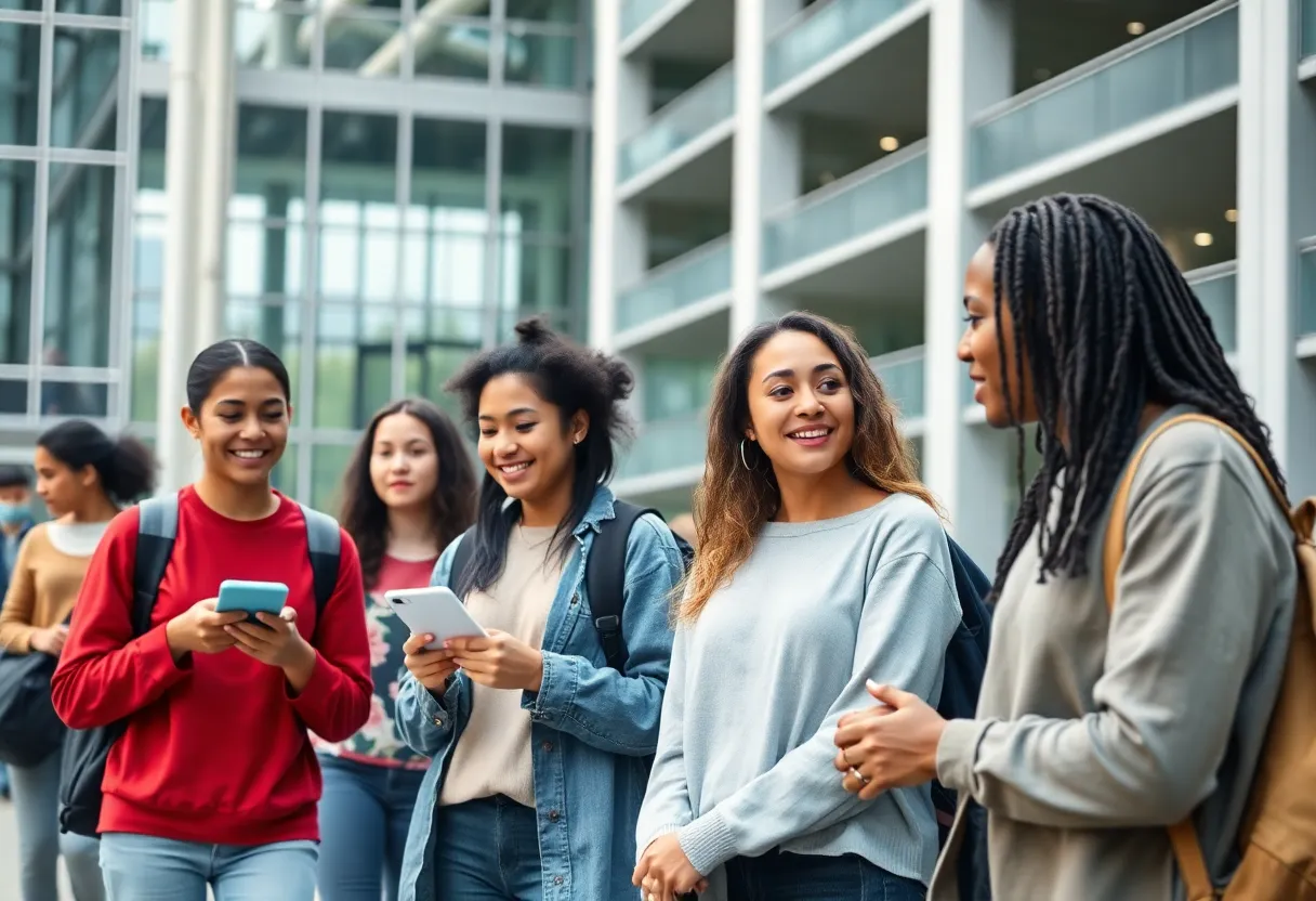 Diverse students engaging on the East Carolina University campus
