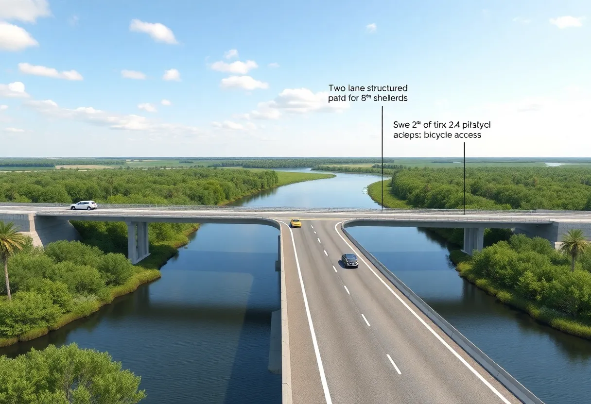 Illustration of the new Lindsay C. Warren Bridge design over the Alligator River