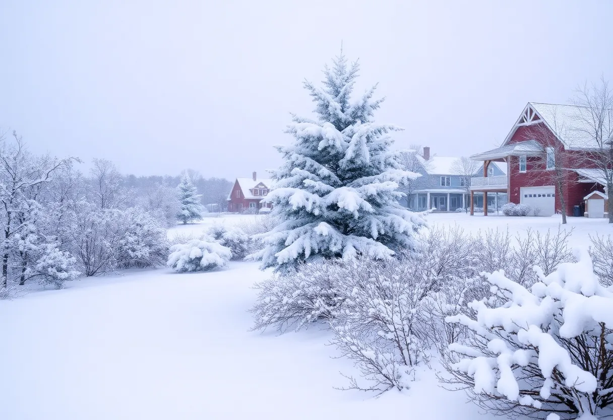 Manteo, Outer Banks winter landscape covered in snow
