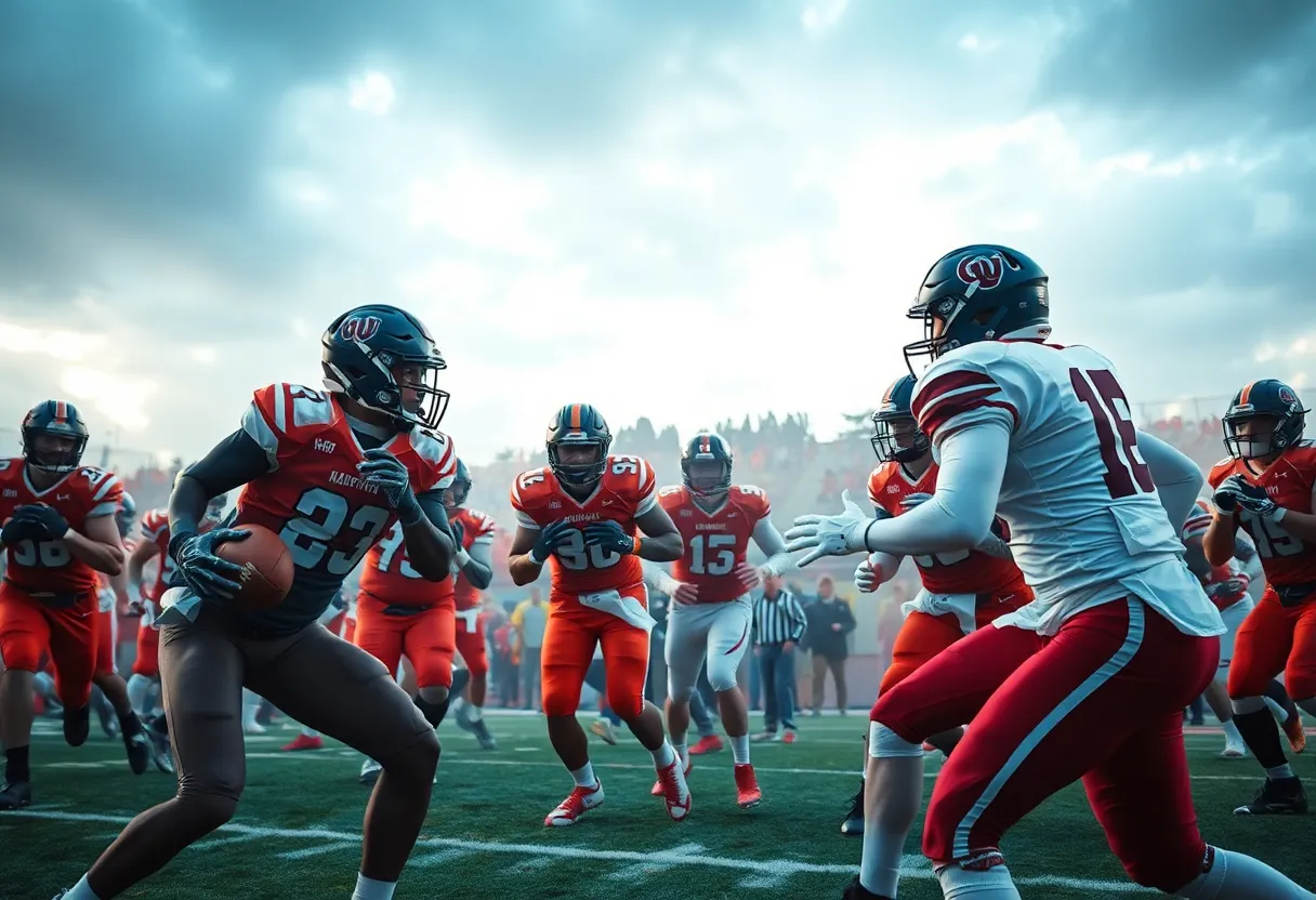 Players from NC State and East Carolina clashing during the Military Bowl.