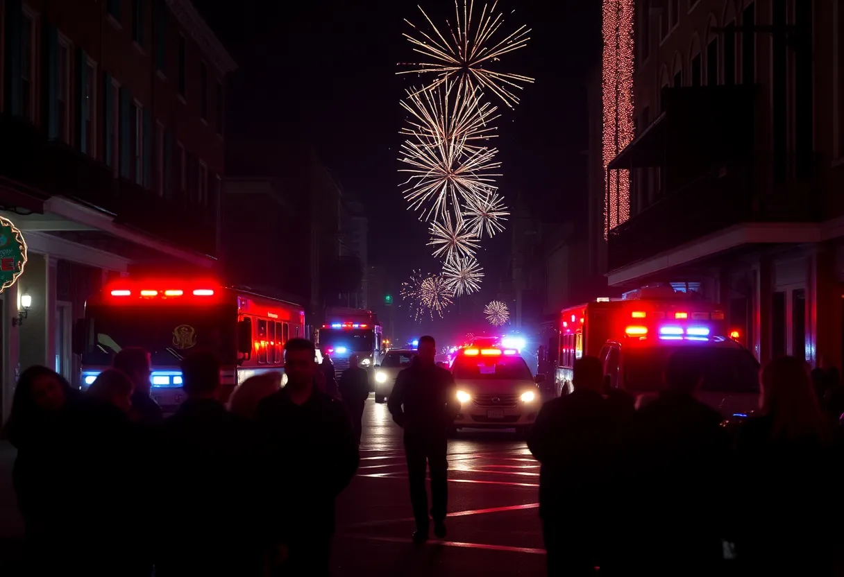 Emergency services at the scene of the New Orleans tragedy