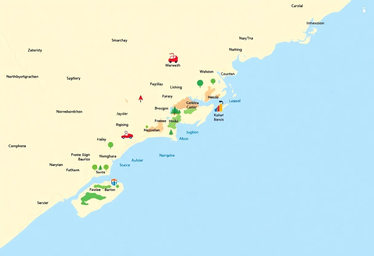 Map of North Carolina showing zoning issues and environmental areas