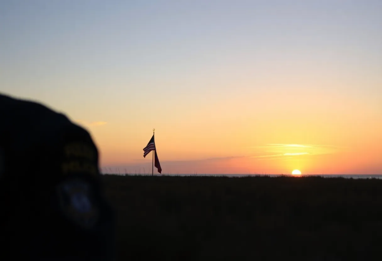 A calm Outer Banks sunset representing loss and memory in law enforcement.