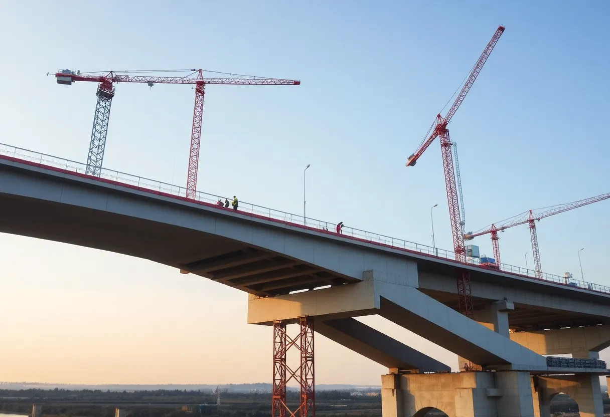 Construction of Warren and I-5 bridge replacement showcasing modern infrastructure