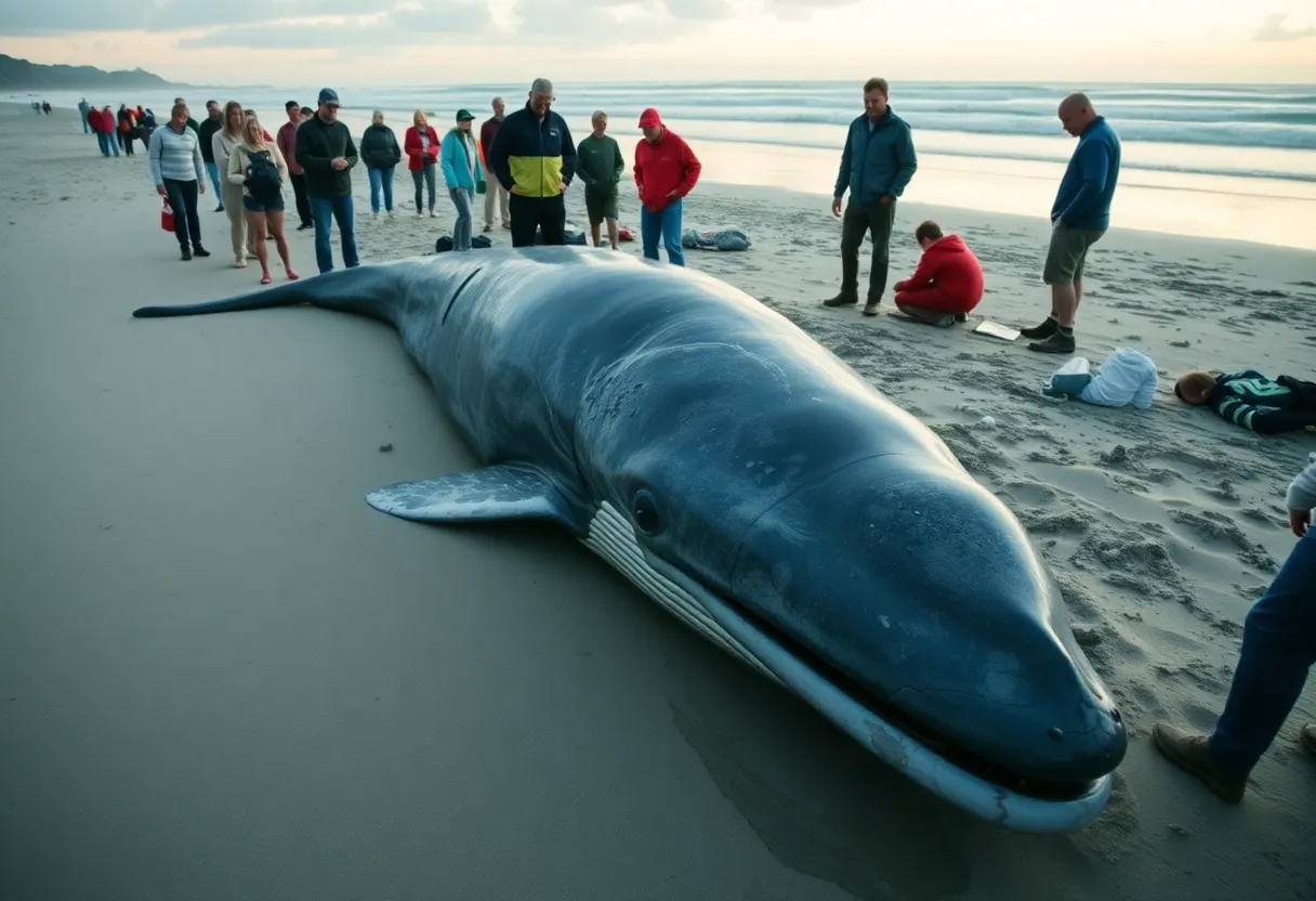 Young humpback whale washed ashore in Kitty Hawk