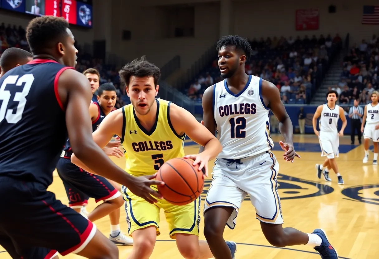 East Carolina Pirates and Temple Owls battling during a basketball game