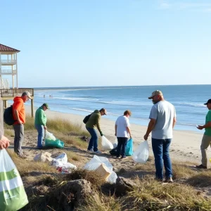 Community members participating in environmental initiatives in the Outer Banks.