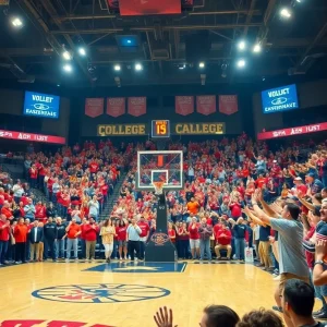 East Carolina Pirates Basketball fans cheering at tournament