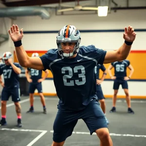 Athletes participating in strength conditioning at ECU