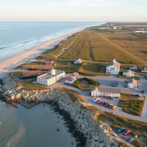 View of the Outer Banks showing ongoing tourism and construction initiatives.