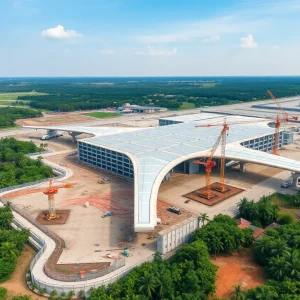 Construction site of Techo International Airport in Cambodia