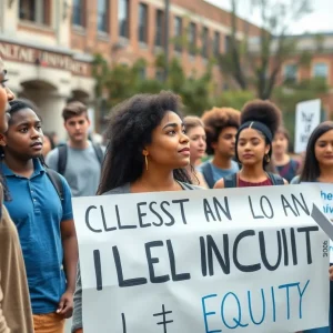 Students protesting for diversity and inclusion on the university campus