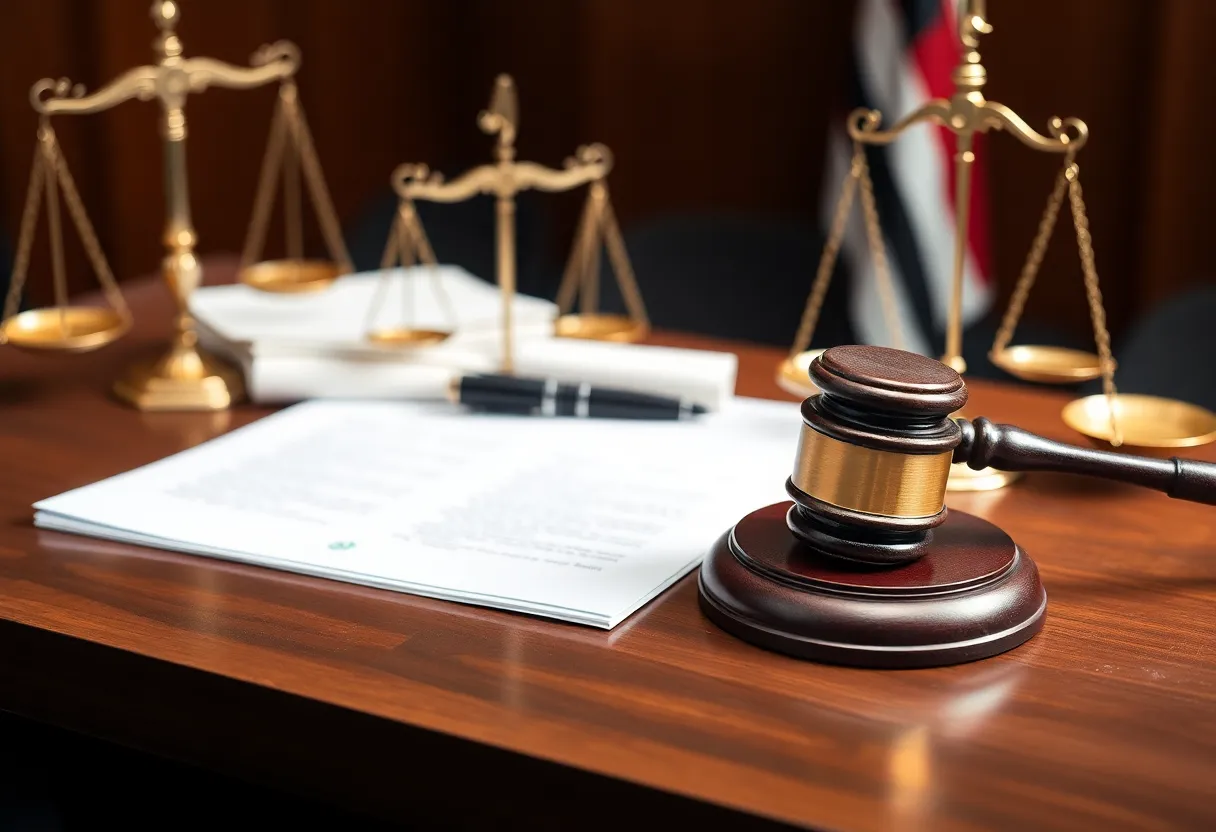 Courtroom scene representing a legal decision