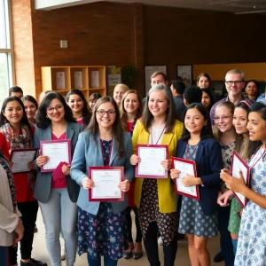 Community members celebrating educational achievements