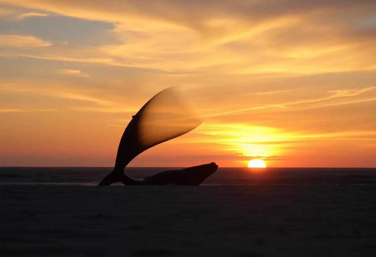 A dead juvenile humpback whale on the beach at Corolla, N.C.