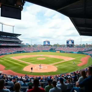 ECU Baseball team playing against Tulane with fans cheering in the stands