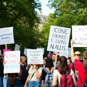 Students protesting at East Carolina University