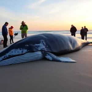 Dead juvenile humpback whale washed ashore in Corolla, North Carolina