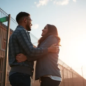 Couple celebrating their release from prison