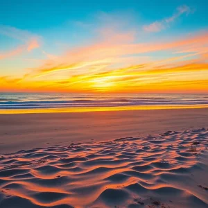 Vibrant sunset over the beaches of Outer Banks, showcasing its natural beauty.