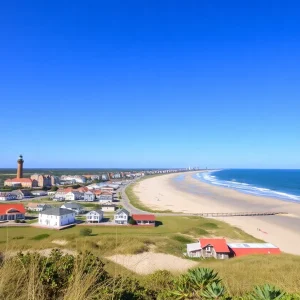 Scenic view of the Outer Banks with sandy beaches and charming town