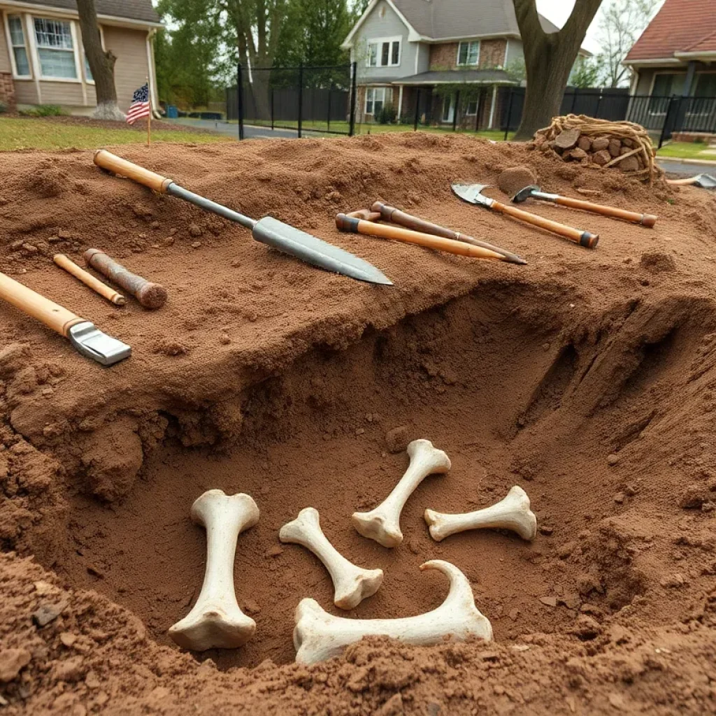 Archaeological dig site with human remains in Southern Shores
