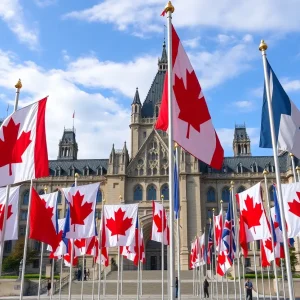 A representation of the Canadian Parliament during a political transition.