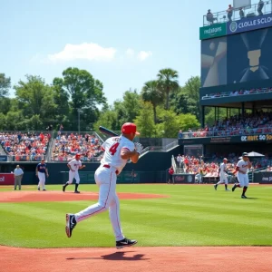 ECU Pirates baseball players during a game