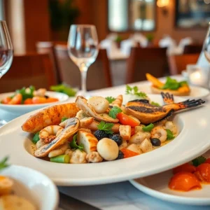 A beautifully arranged table for a seafood dinner at The Hackney.