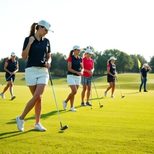 Lehigh Women's Golf team during practice session on the golf course