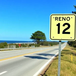 A speed limit sign on N.C. 12, depicting the new reduced limit for safety.