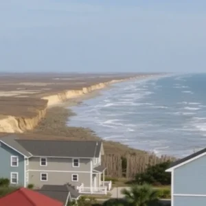 View of North Carolina's coastline showing erosion and risks to properties