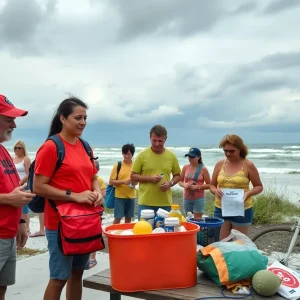 Community members engaging in hurricane preparedness activities