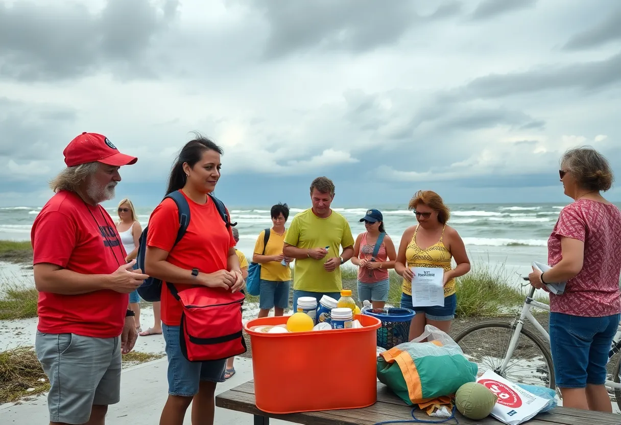 Community members engaging in hurricane preparedness activities