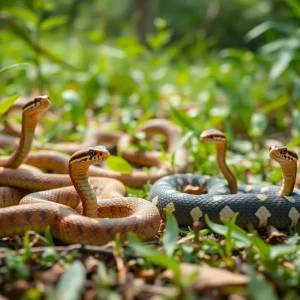 Various protected snake species in their natural habitat in North Carolina