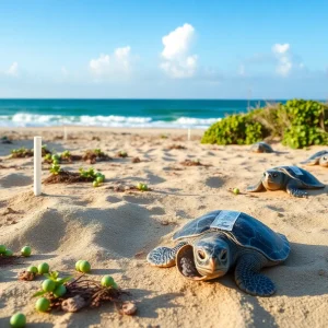Nest of sea turtles at Cape Lookout National Seashore