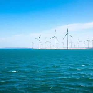 Offshore wind turbines generating clean energy