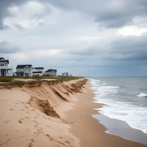 Severe coastal erosion impacting homes in Rodanthe North Carolina