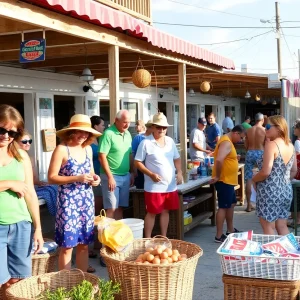 A group of seasonal workers in the Outer Banks working together during summer.