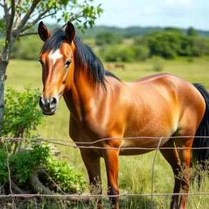 Wild mare grazing in Corolla after rescue