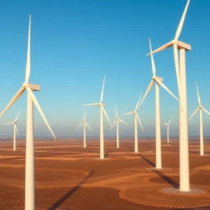 Wind turbines generating renewable energy