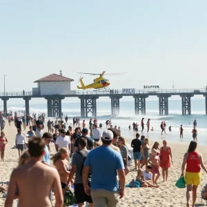 Rescue efforts at Avalon Pier in Kill Devil Hills, N.C.