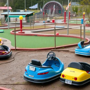Cleanup at Corolla Adventure Golf following lightning strike and damage.